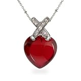 Designer Inspired Ruby CZ Heart Necklace