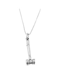 Sterling Silver Three Dimensional Small Judicial Gavel Necklace