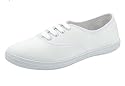 Shoehorne Womens Wild Diva White Flat Plimsoles Ladies Canvas pumps lace up white sole plimsoll shoes avail in all sizes
