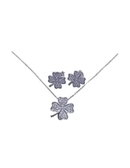 Nickel Free Sterling Silver Pendant & Earring Sets Clover CZ Set