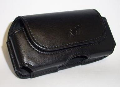 PREMIUM BLACK HORIZONTAL LEATHER POUCH SIDE HORIZONTAL CASE (With Belt Clip) for PALM TREO 600, 650, 680, 700, 700WX, 750, 755P, CENTRO HTC 6800 MOGUL XV6700, WING, P4350, 8525 TYTN HERMES, MDA 8100 8125, 8925 TILT