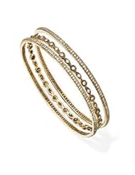 Genuine IceCarats Designer Jewelry Gift Sterling Silver Gold-Plated Cz Three Bangle Set In 8.00 Inch