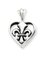 Sterling Silver Fleur de lis in Heart Pendant