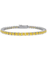 14K White Gold Yellow Sapphire Prong-Set 5.00 CT TGW Tennis Bracelet