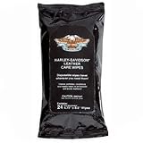 Harley Davidson Travel Disposable Leather Care Wipes. Convenient grab-and-go package for quick, one-step, leather cleaning. Disposable wipes with improved leather dare formula to clean, condition, and preserve leather. Ideal for quick touchups during an extended ride to keep leather gear looking its best. Package includes 24 wipes. 99472-06V