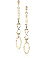 14k Italian Yellow Gold Polished and Textured 2" Dangle Earrings
