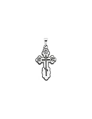 32.00x21.00 mm Die Struck Orthodox Cross in 14K White Gold