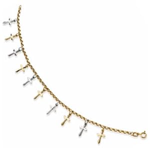 Two Tone Ten Crosses Bracelet