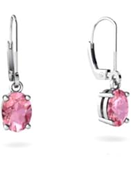 Created Pink Sapphire 14kt White Gold Lever Back Earrings