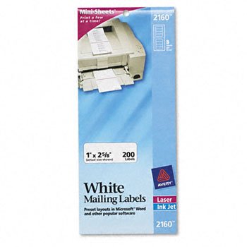 Avery® Mini-Sheets® Mailing Labels LABEL,LSR1X2-5/8WHT,2C/PK (Pack of15)