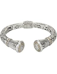 Sterling Silver And 18Ky Hinged Cuff Bracelet 07.80 Mm Brc721