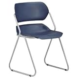 Armless Plastic Stacking Chair - Navy - Silver Frame