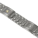Titanium Bracelet Titanium Bracelet with shiny polish includes two 14k solid gold screws and two set diamonds Width: 13mm Length: 8.5 (adjustable)