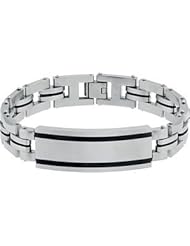 Stainless Steel ID Bracelet with Black Enamel 08.50 Inch Black Enamel B812