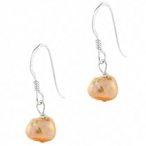 Genuine Freshwater Cultured Biwa Peach Pearl Earrings