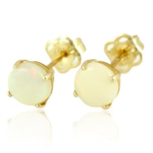 9k Gelbgold und Opal Stecker - 375 - Ohrringe - Valentinstag