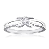.10 Ctw Diamond Solitaire 14K White Gold Promise Ring