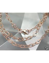 Solid 14k Pink rose Gold Hammered Paper Chain Necklace (5x3x1mm ), 16" Italian 2.04g