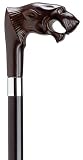 Walking Cane - Molded handle-high impact durable nylon Lion's roar with glass eye on black maple shaft, 36