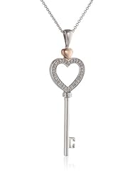 14k Rose Gold Plated Sterling Silver Diamond Heart Pendant Necklace (1/6 cttw, I-J Color, I2-I3 Clarity), 18"