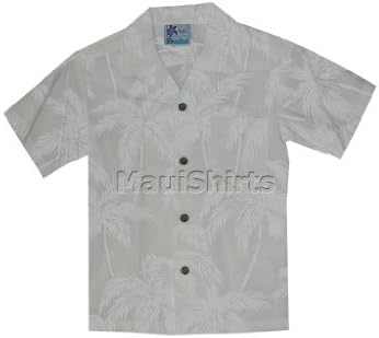 RJC Boys Palm Trees Wedding White Rayon Shirt 18