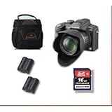 LOOKit Markenbundle -1401- besteht aus: Panasonic Lumix DMC-FZ150 Schwarz | 1x hochwertige LOOKit Kameratasche GW-38 | 1x 16GB SDHC Markenspeicherkarte Klasse 10 | 2x LOOKit Markenakku | 1x KFZ und Netzlader