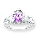 14k White Gold CZ (Cubic Zirconia) October BirthStone Claddagh Heart Ring