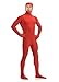 JustinCostume Spandex Open Face Full Bodysuit Zentai Suit, L, Red