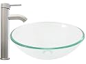 Geyser Crystal Clear Bathroom Glass Vessel Sink and Chrome Waterfall Faucet Combo
