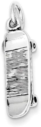 Sterling Silver Antiqued Skateboard Charm, Charms for Bracelets and Necklaces
