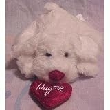 Plush White Bean Bag Dog w/Heart