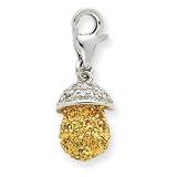 Sterling Silver Vermeil CZ Mushroom Charm - JewelryWeb