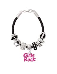 Hot Pink Girls Rock on a Black Love & Luck Beaded Bracelet [Jewelry] Delight