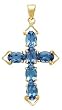 14k Gold & Blue Topaz Cross (3.42ctw)