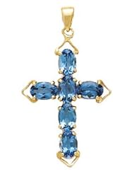 14k Gold & Blue Topaz Cross (3.42ctw)