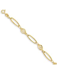 14k Polished Fancy Link Bracelet, Best Quality Free Gift Box Satisfaction Guaranteed