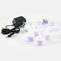 6 RECHARGEABLE BATTERY Operated TEALIGHT CANDLES RECHARGING recharge station