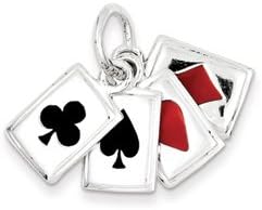 Enameled Playing Cards Charm-Sterling Silver Enameled Playing Cards Charm