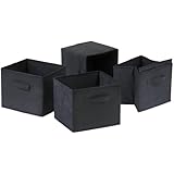 Winsome Capri Foldable Fabric Baskets, Set of 4, Black