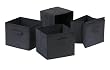 Capri Set of 4 Foldable Black Fabric Baskets By Winsome Wood