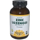 Country Life Zinc Lozenges, 23 mg, Plus Vitamin C, Lemon, 120-Count ~ Country Life