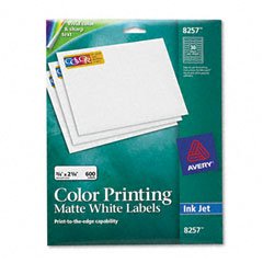 Avery Matte White Color Printing Labels for Inkjet Printers, 0.75 x 2.25 Inch, Pack of 600 (8257)