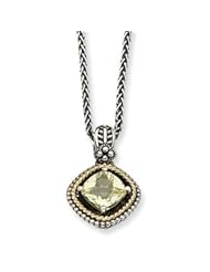 Antique Sterling Silver & 14K Gold Lemon Quartz Necklace