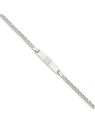 14k White Gold 7in Solid Polished Anchor Link ID Bracelet. Metal Wt- 4.05g