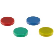 Colorful Ceramic Disc Magnets, Rubber Coated, Red, Blue, Green, Yellow (1 of each color)