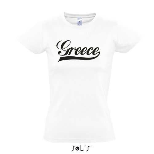 Damen T-Shirt – Griechenland Oldschool Greece LÄNDERSHIRT EM / WM FAN Trikot S-XXL , White – schwarz , M