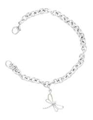 Sterling Silver Diamond Dragonfly Charm Bracelet, 6.75"