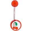 Red Acrylic Cherry Logo Belly Button Ring