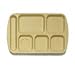 Food Service Rectangular Compartment Lunch Tray, 6 Compartment, Left-handed, Sandstone, Durable Melamine Material, One Dozen (12) Trays Per Case