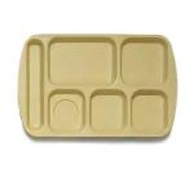 Food Service Rectangular Compartment Lunch Tray 6 Compartment Left Handed Sandstone /One Dozen (12) Trays Per Case